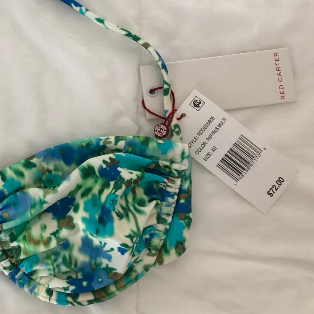 Red Carter Bikini Top Sight Underwire Swim Top Papyrus Multi Green Multi XS - Picture 7 of 8